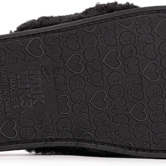 Women's Black Fuzzy Thong Slippers with Memory Foam Sole for Support - Picture 4 of 12